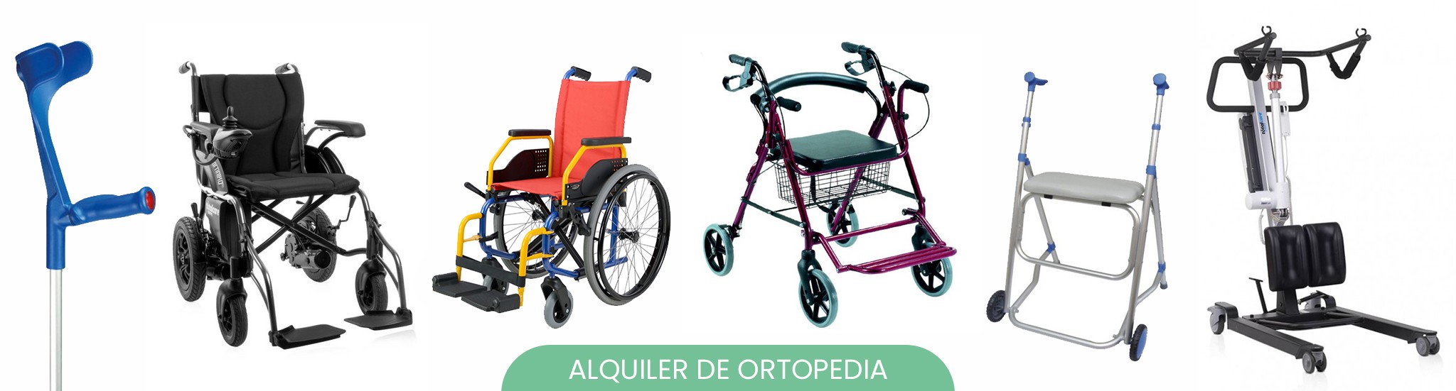 alquiler de produtos de ortopedia (sillas de ruedas, muletas, caminadores, gruas)