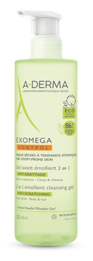 A-Derma Exomega Gel de Limpeza 2 em 1 cabelo e corpo 500ml