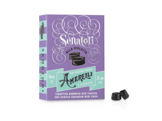 Amarelli Senatori Soft Licorice Tablets Flavored with Violet 60 gr