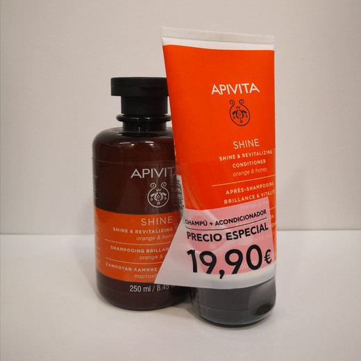 Apivita Pack Brillo Naranja y Miel Champú 250ml + Acondicionador 150ml