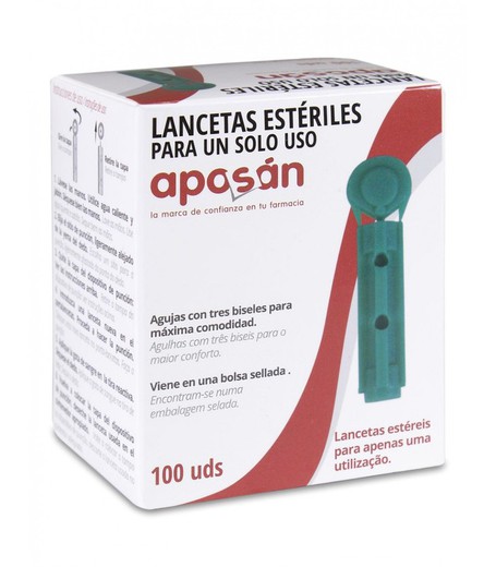 Aposan Dispositivos Lanceta Estériles 100 Lancetas