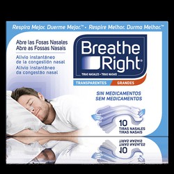 Breathe Right Tiras Nasales Transparentes Talla Grande 10 Tiras