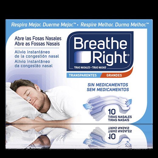 Breathe Right Transparent Nasal Strips Large Size 10 Strips