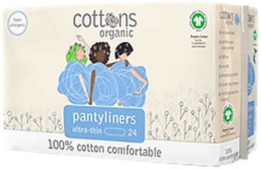 Cottons Organic Organic Pantyliners Salvaslips 100% Algodón 24u