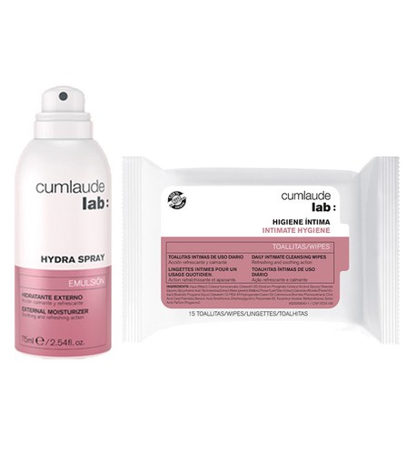 PACK Cumlaude Hydra Spray 75 ml + 15 Toalhitas Íntimas de Uso Diário PRESENTE