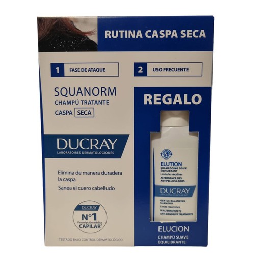 Ducray Squanorm Dry Dandruff Shampoo 200ml + Gift Elution Mild Balancing Shampoo 100 ml