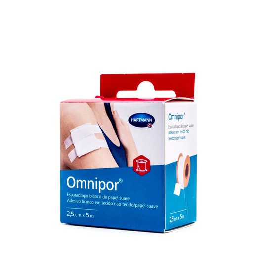 Ruban adhésif en papier blanc hypoallergénique Omnipor 5 m x 2,5 cm