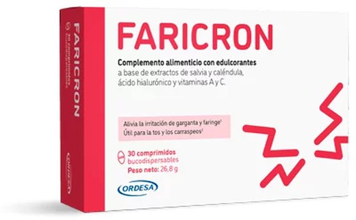 Faricron Irritação na Garganta 30 Comprimidos Orodispersíveis