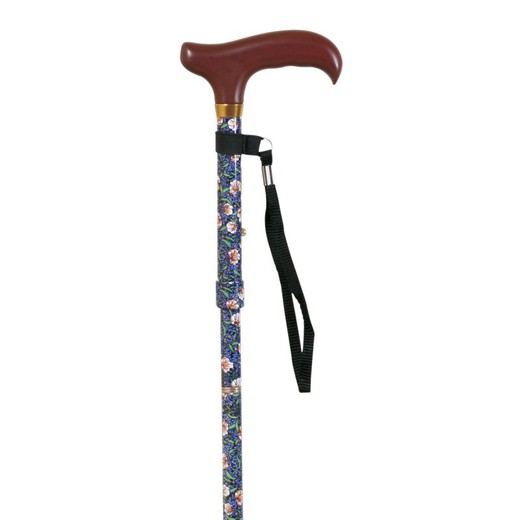 Garcia 1880 Aluminum Mini Folding Crutch Stamped With Flowers Blue Background R. 3315