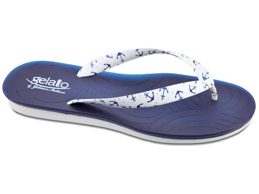 Gelato White Sandal with Blue Anchors