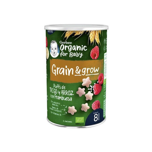 Gerber Snack Organic Trigo Arroz Con Frambuesa