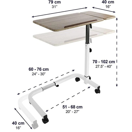 Kmina Table for Bed with Wheels Auxiliary Tables for Wheelchairs and High Hospital K40012