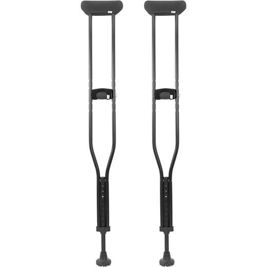 Kmina Padded Underarm Crutches Adult Aluminum Black M / L - K10051 / K10052 2 Units