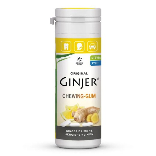 Lemon Pharma Ginjer Original Chicles de Jengibre, Limon, Xylitol y Stevia 30g