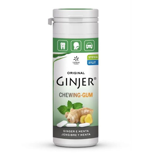 Lemon Pharma Ginjer Original Ginger, Mint, Xylitol and Stevia Gums 30g