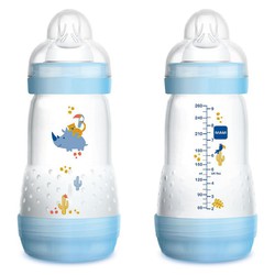 MAM Easy Start - Biberón anticólicos de flujo medio con tetina de silicona,  biberones esenciales para bebé niño, azul, 9 oz (3 unidades) : Bebés 