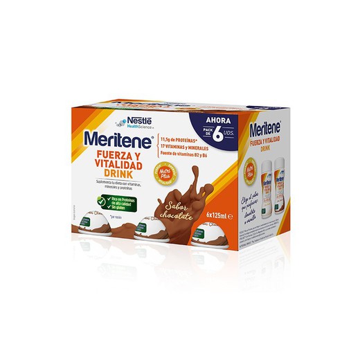 Meritene Fuerza Y Vitalidad Drink Pack Chocolate 6 x 125 ml