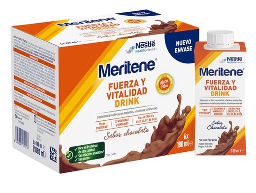 Meritene Strength and Vitality Drink Pack Chocolate 6 x 125 ml