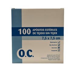 O.C Compresa Esteril Tejido Sin Tejer 7,5 x 7,5 (50 Sobres de 2 Unidades) 100 Unidades