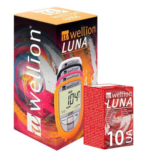 PACK Wellion Luna Meter + Wellion Luna Uric Acid 10 tiras de teste