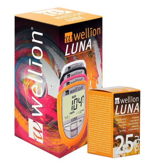 PACK Wellion Luna Medidor + Wellion Luna Glucosa 25 Tiras Reactivas