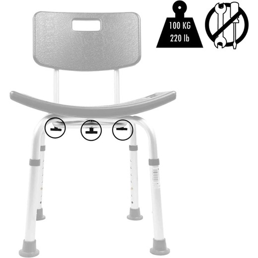 Pepe Mobility Senior Shower Chair with Backrest, Adjustable Elderly Shower Seat P30016