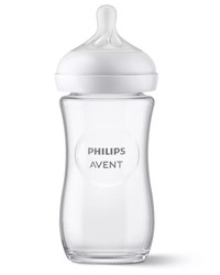 Philips Avent Natural Response Glass Baby Bottle 240ml T3 Teat 1m+ SCY933/01