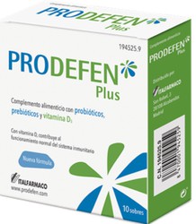 Prodefen Plus Probioticos Prebioticos y Vitamina D 10 Sobres