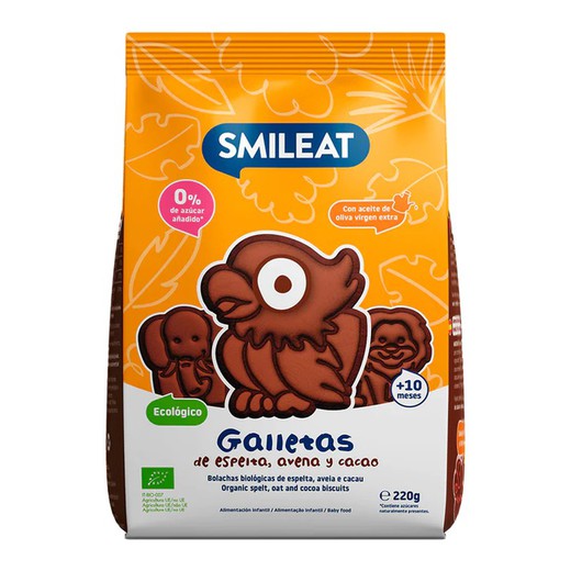 Smileat Galletas de Espelta, Avena y Cacao 220 g