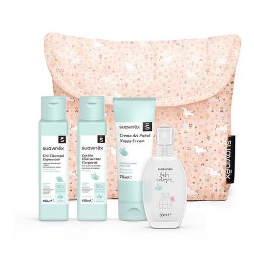 Suavinex Baby Care Travel Bag Pink Set 4 Products