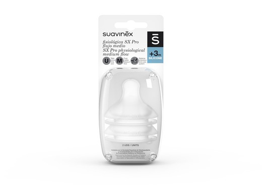 Suavinex Tetina Silicona Fisiologica SX Pro Flujo M +3m 2 U