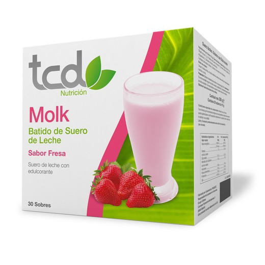 TCD Nutricion Molk Natural Batido Suero Leche Sabor Fresa 30 Sobres
