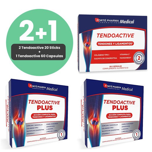 Tendoactive Plus Pack 2 x 20 Sticks + Tendoactive 60 Cápsulas