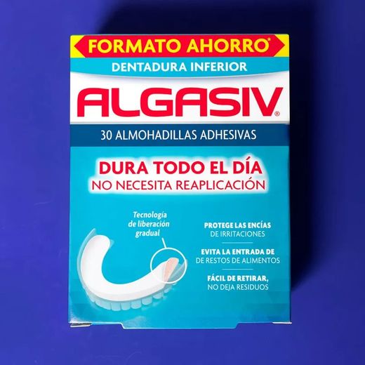 Almofadas adesivas inferiores Algasiv para dentaduras