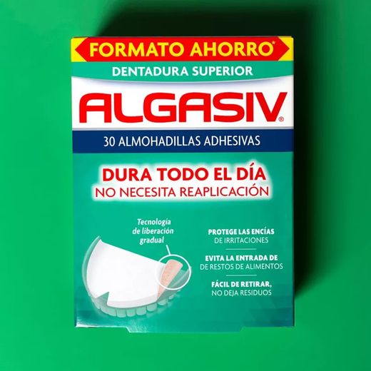 Almofadas adesivas superiores Algasiv para dentaduras