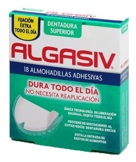 Almofadas adesivas superiores Algasiv para dentaduras