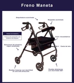 Kmina Rollator Walker 4 Roues Avec Frein À Main K10011 / K10012