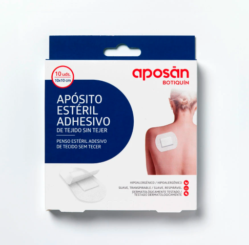 Aposan Apósito Estéril Adhesivo de Tejido Sin Tejer 10 x 10 cm 10 Uds