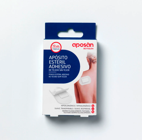 Aposan Apósito Estéril Adhesivo de Tejido Sin Tejer 7,5 x 5 cm 10 Uds