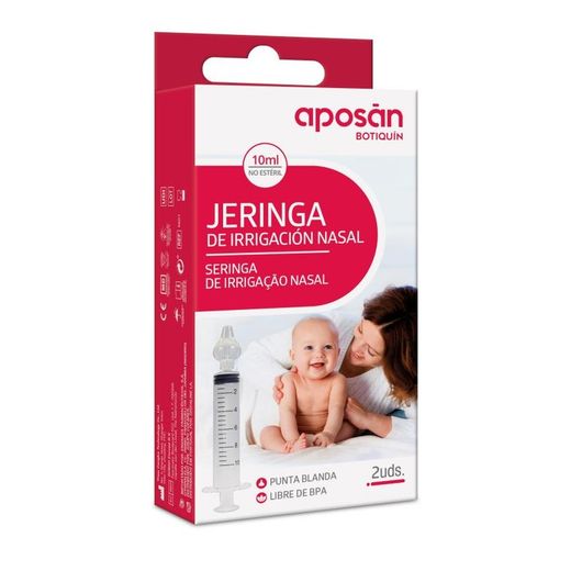 Aposan Jeringa de Irrigación Nasal con Adaptador de Silicona 2 Jeringuillas + 2 Adapatdores