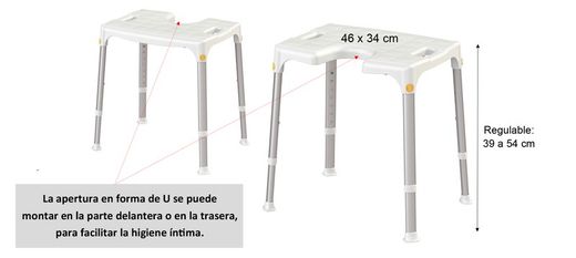 Assento de banco de banheiro Ayudas Dinamicas em U Portofino AD838U