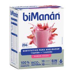 Bimanan Batido Sustitutivo de Fresa 6 Batidos