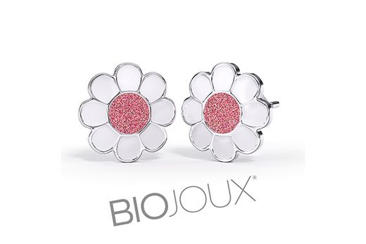 Brincos hipoalergênicos Biojoux KIDS BJT713 Flor de Rosa 8 mm - Brinco curto (infantil-adolescente)