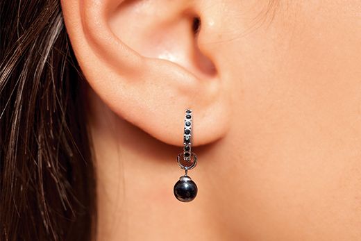 Biojoux Pendientes Hipolagenicos BJT274 Brooklin Perla Negra