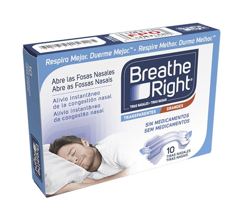Breathe Right Tiras Nasales Transparentes 10 Tiras Grande