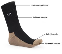 Calzamedi BICOLOR Chaussettes Diabétiques CM Noir et Beige Longues 9625 1 Paire