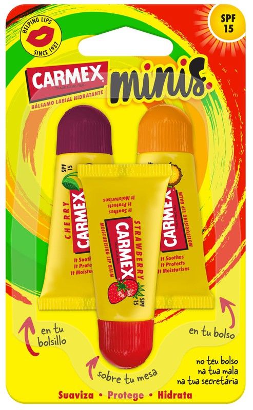 Carmex Balsamos Labiales Minis SPF15 3 x 5 g