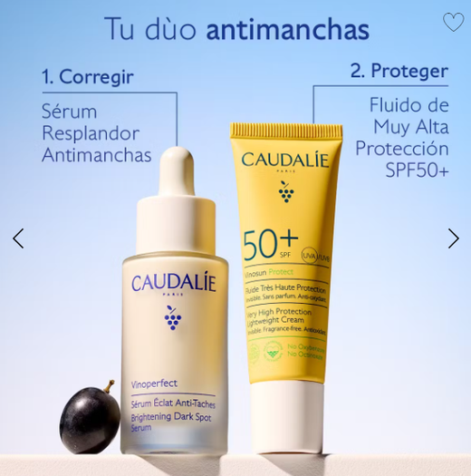 Caudalie Cofre Vinoperfect Sérum Resplandor Antimanchas 30 ml + Vinosun SPF 50+ 30 ml