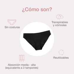 Calcinha menstrual preta sem costura Cumlaude