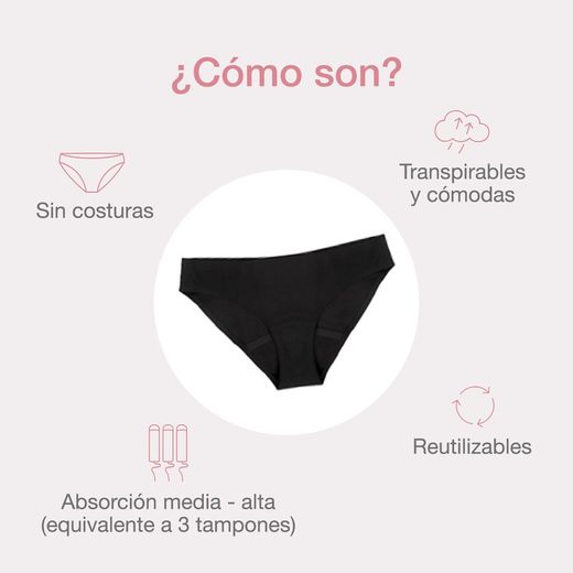 Calcinha menstrual preta sem costura Cumlaude